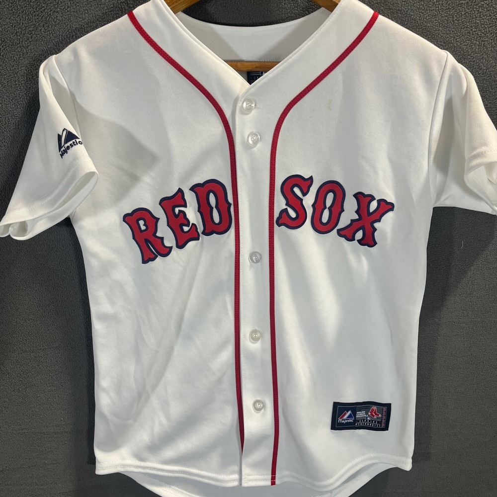 Majestic Boston Red Sox Daniel Nava 66 Baseball Jersey Kids Medium White MLB